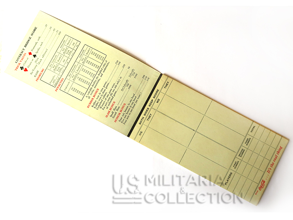 CARNET DE SCORE COCA-COLA U.S. ARMY NURSE