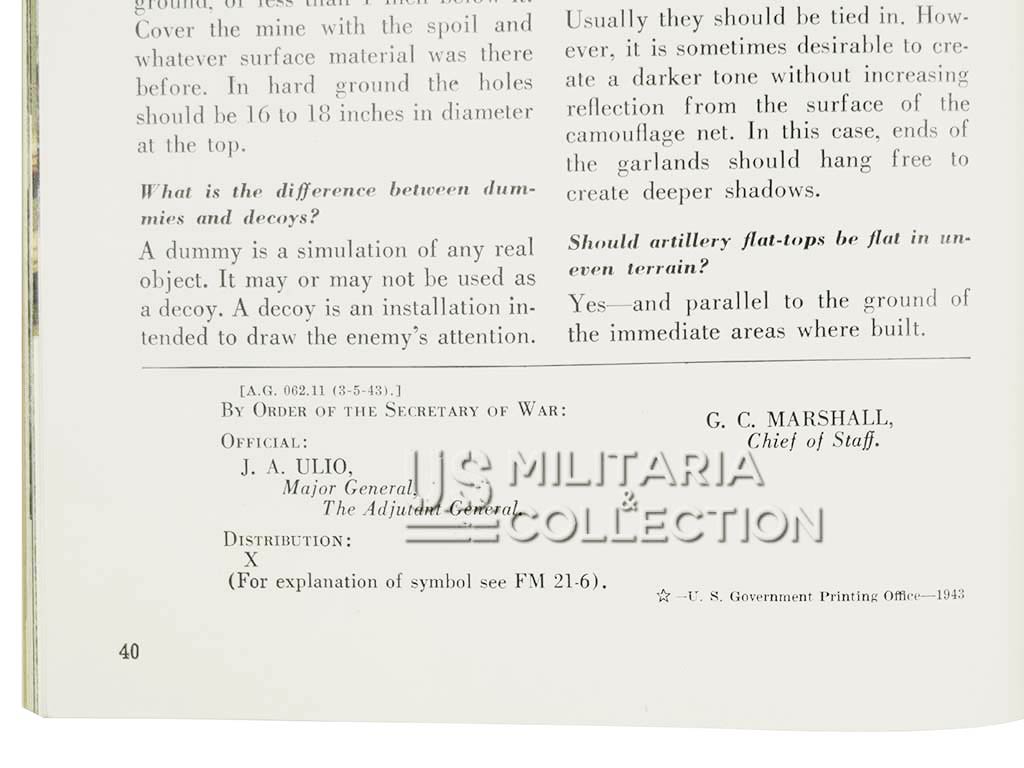 Manuel Technique de Camouflage 1943, TM 5-267