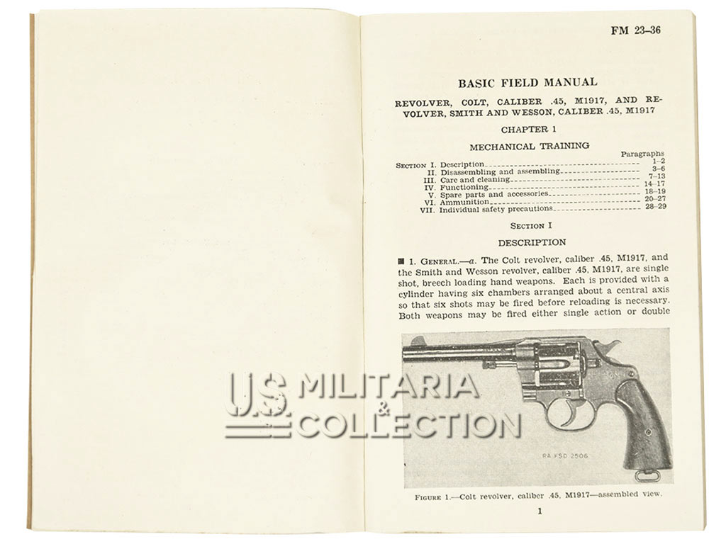 Manuel Technique FM 23-36, Revolver Colt .45