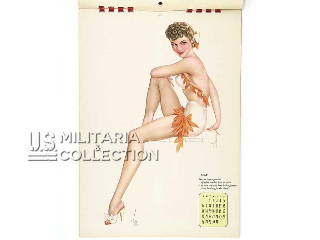 Calendrier, Varga, Pin-up, 1945, neuf de stock, et son enveloppe