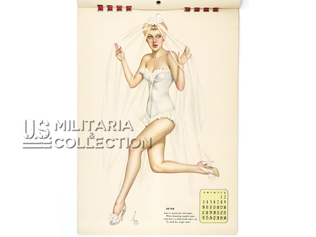Calendrier, Varga, Pin-up, 1945, neuf de stock, et son enveloppe