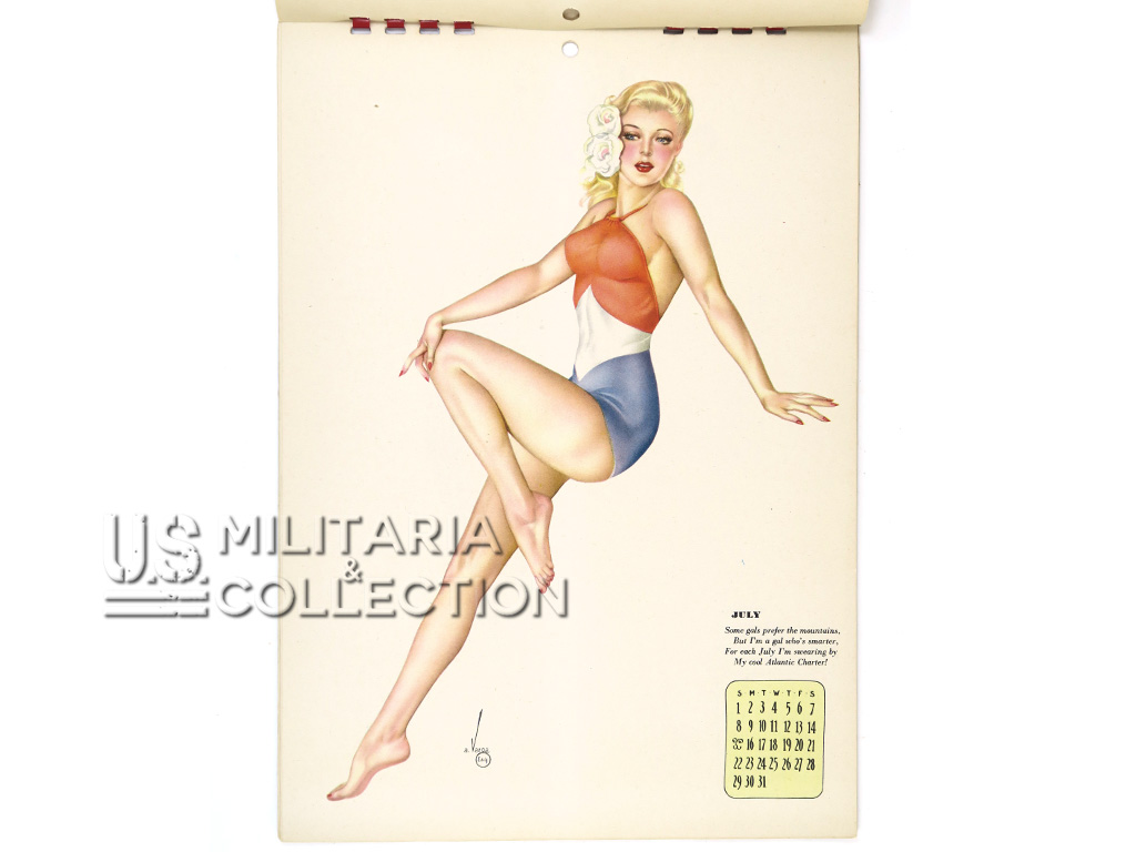 Calendrier, Varga, Pin-up, 1945, neuf de stock, et son enveloppe