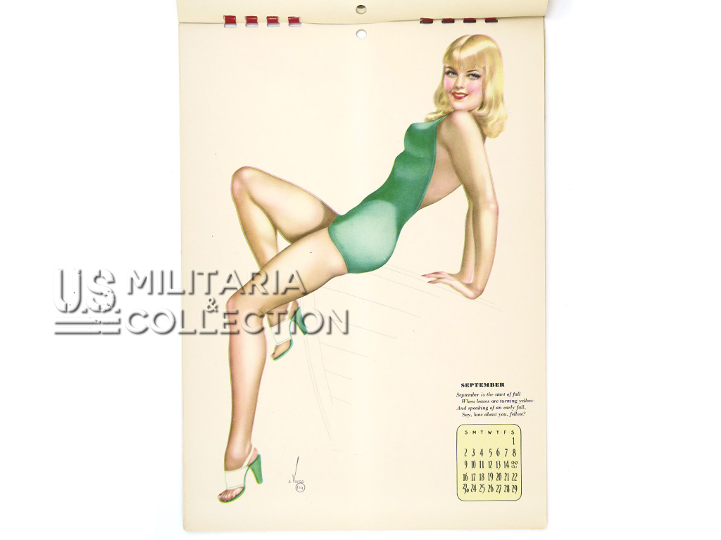 Calendrier, Varga, Pin-up, 1945, neuf de stock, et son enveloppe