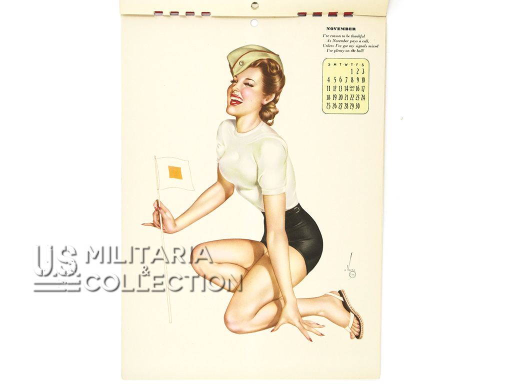 Calendrier, Varga, Pin-up, 1945, neuf de stock, et son enveloppe