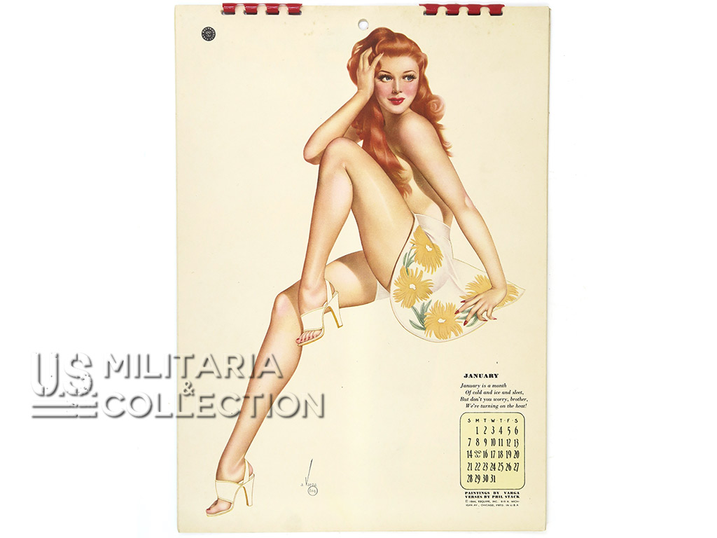 Calendrier, Varga, Pin-up, 1945, neuf de stock, et son enveloppe