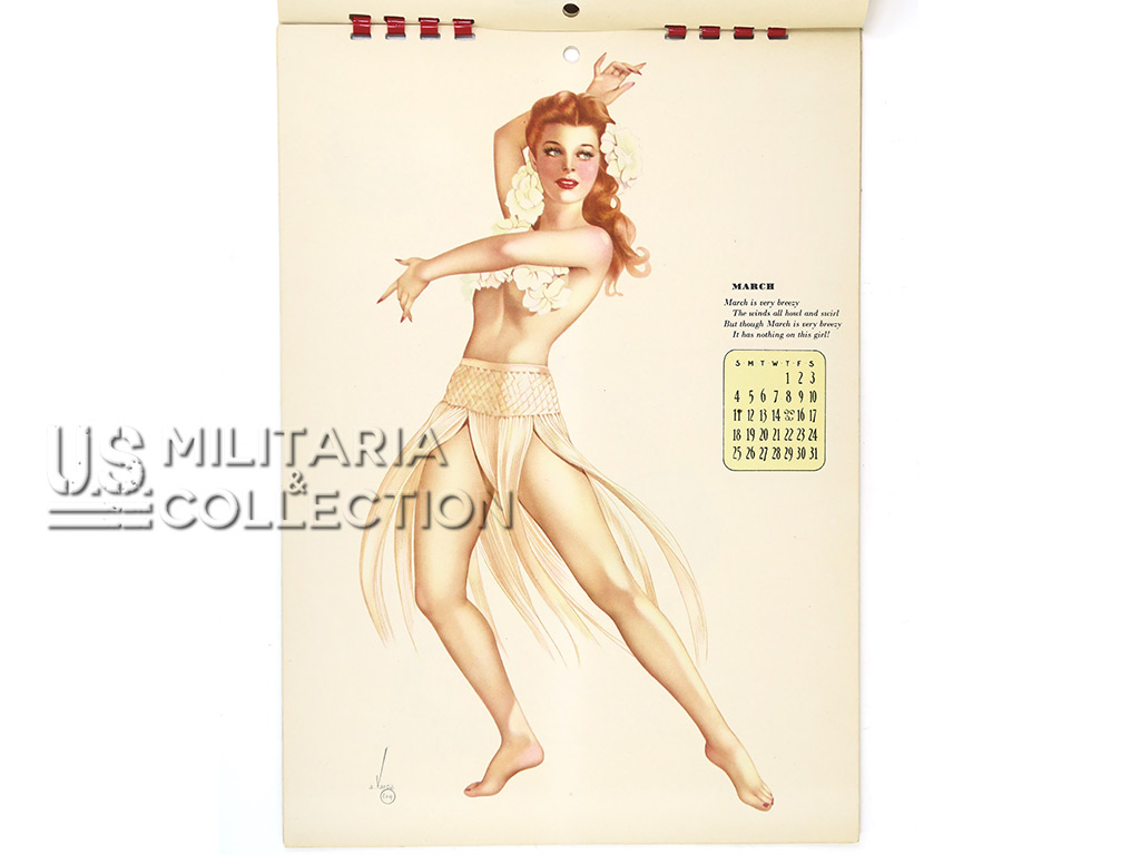 Calendrier, Varga, Pin-up, 1945, neuf de stock, et son enveloppe