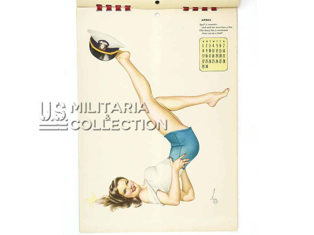 Calendrier, Varga, Pin-up, 1945, neuf de stock, et son enveloppe