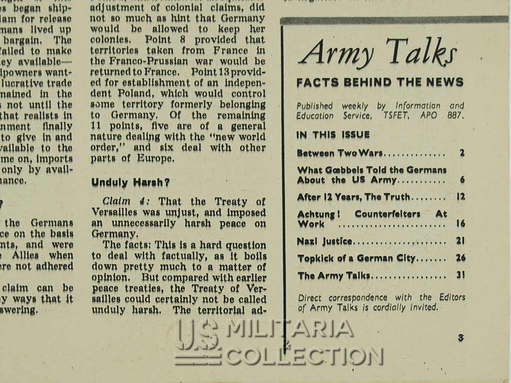 Magazine Army Talks, German Propaganda, ETO