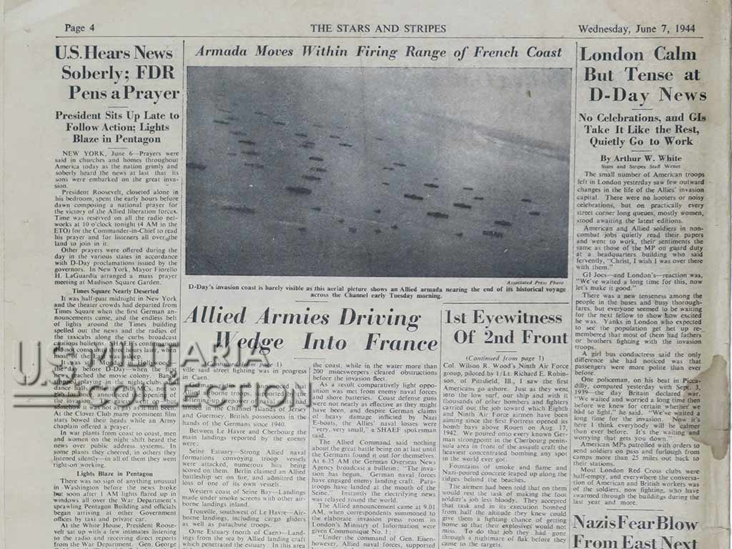 Journal The Stars and Stripes, Londres, 7 juin 1944