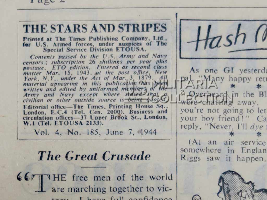 Journal The Stars and Stripes, Londres, 7 juin 1944