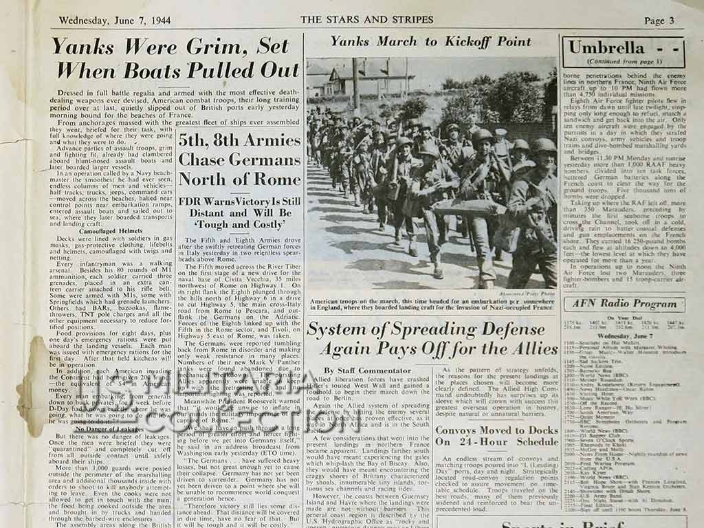Journal The Stars and Stripes, Londres, 7 juin 1944