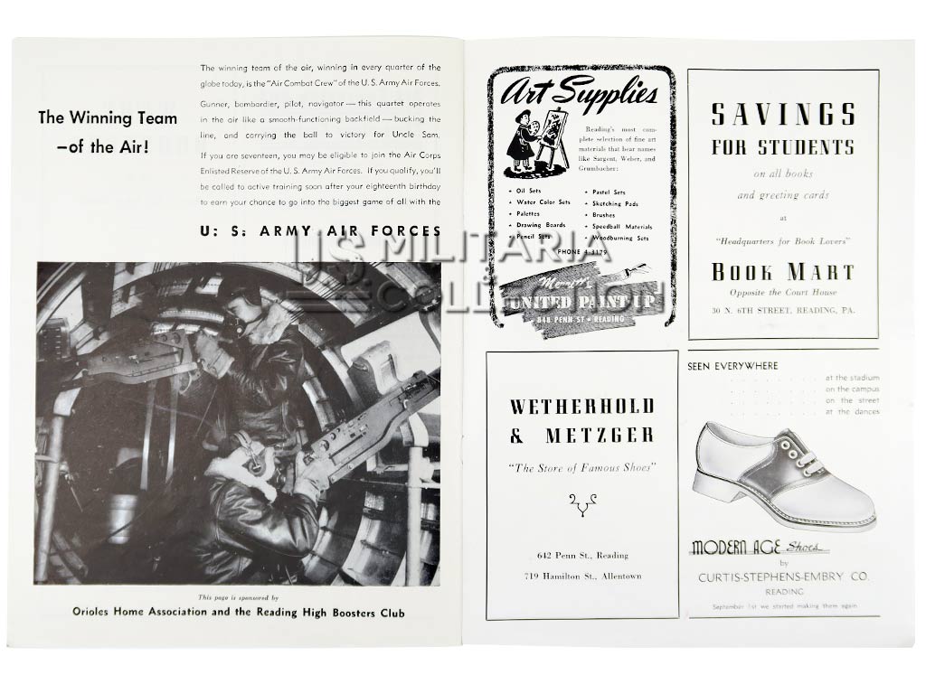 Programme patriotique Football Américain, "Souvenir Program", daté 1944