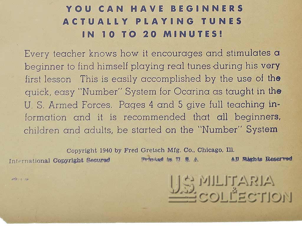 Livret, Music is Fun with GRETSCH OCARINA, ARMY Method