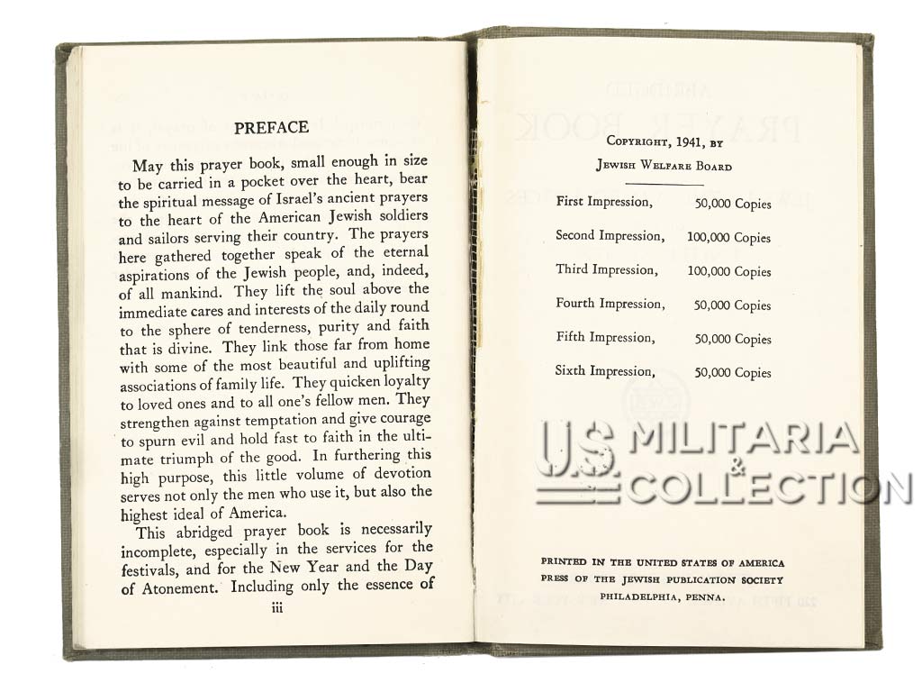Livret de prières, pour soldats juifs, Armed Forces of the United States
