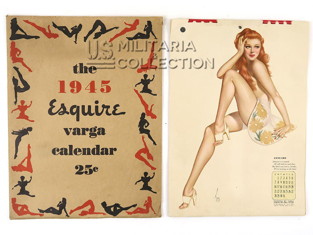Calendrier Pin-Up Alberto Vargas Esquire 1945 + enveloppe