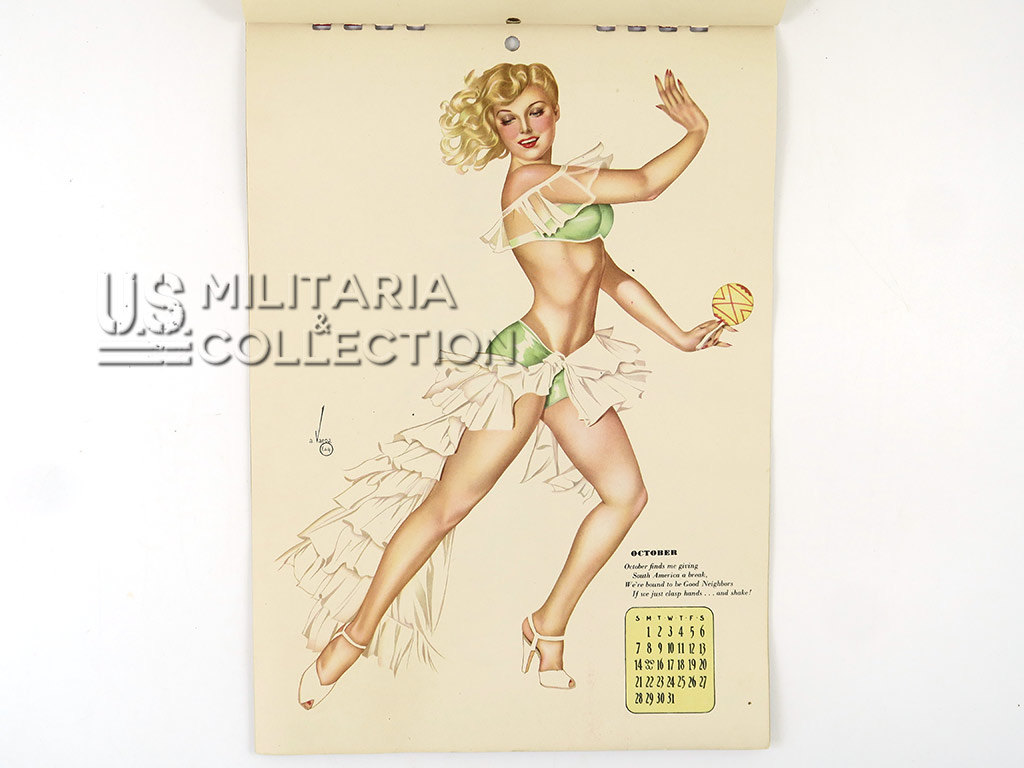 Calendrier Pin-Up Alberto Vargas Esquire 1945 + enveloppe