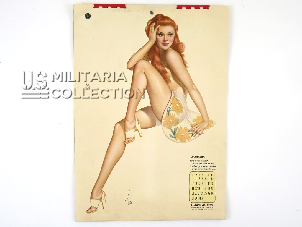 Calendrier Pin-Up Alberto Vargas Esquire 1945 + enveloppe