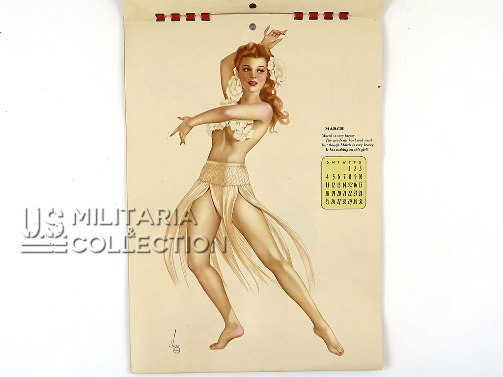 Calendrier Pin-Up Alberto Vargas Esquire 1945 + enveloppe