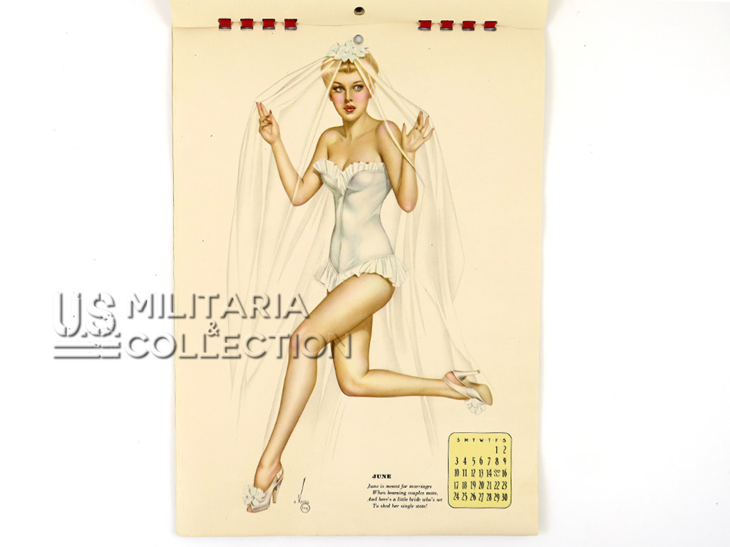 Calendrier Pin-Up Alberto Vargas Esquire 1945 + enveloppe