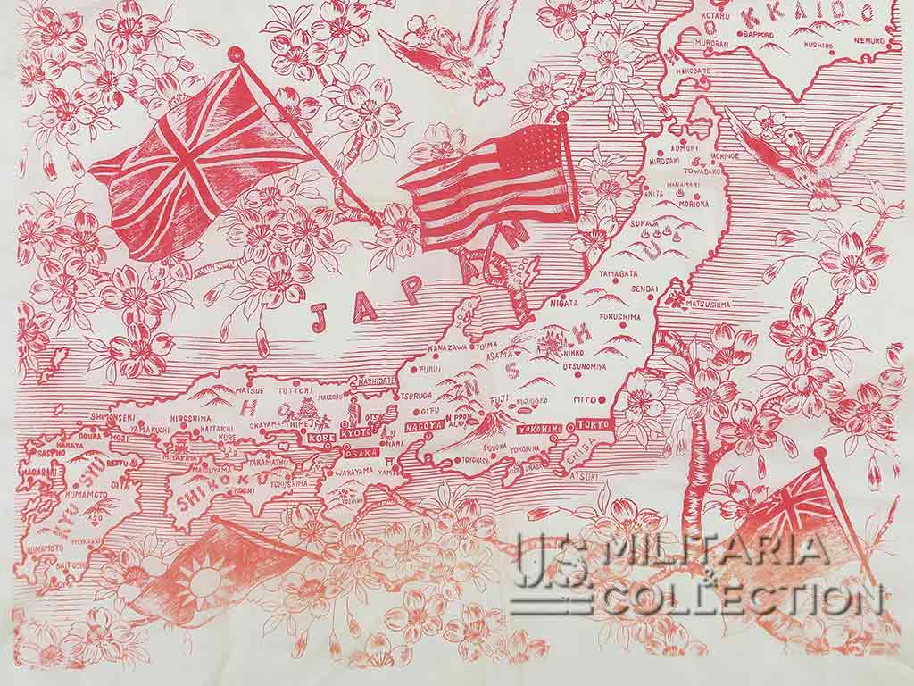Mouchoir souvenir, Nippon Times, US WWII, Capitulation Japon 1945