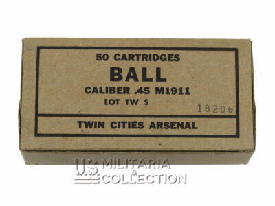 Boîte de cartouches Colt 1911 .45 ACP, Twin Cities Arsenal, US WW2