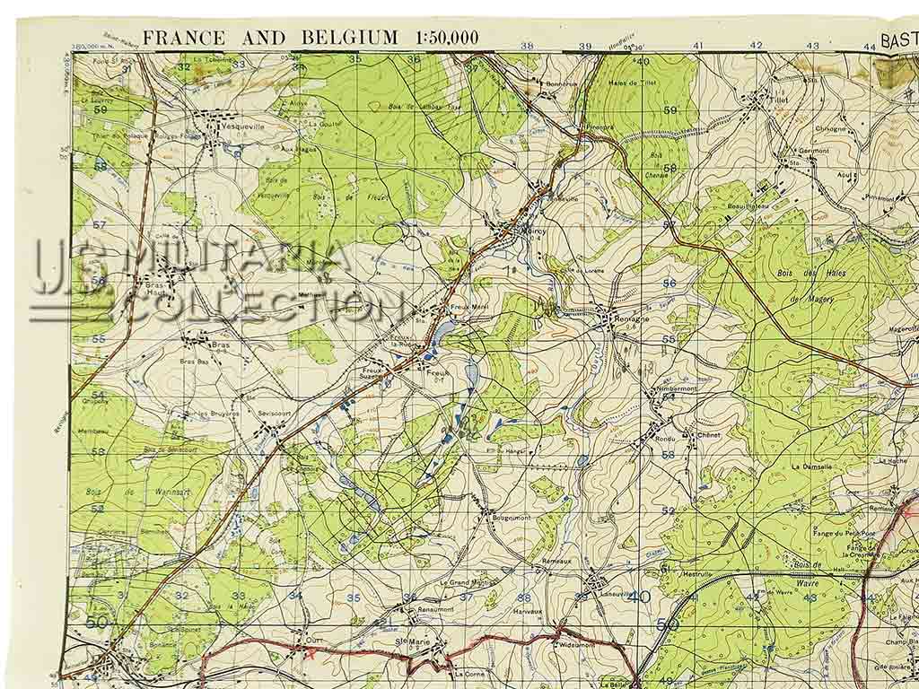 Carte Bastogne, bataille des Ardennes, WW2