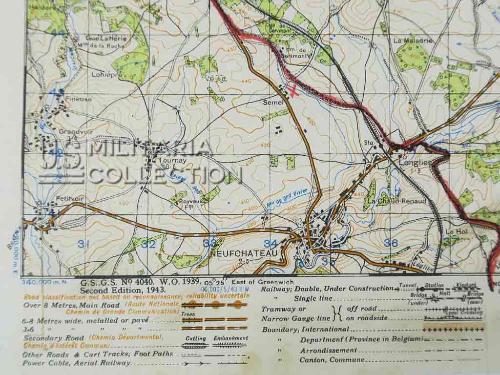 Carte de Bastogne, originale Bataille des Ardennes WW2