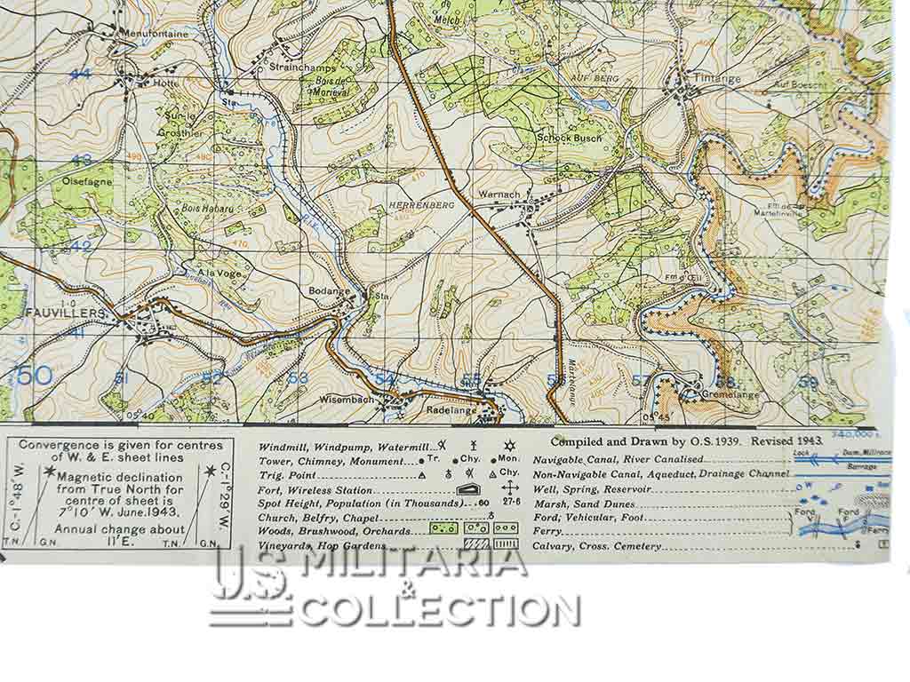 Carte Bastogne Ardennes G.S.G.S. 4040, WW2