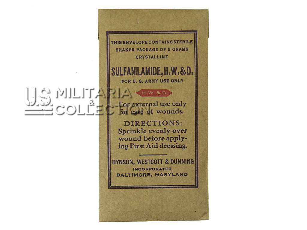 Sachet de Sulfanilamide US Army, H.W.&D.