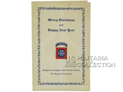 Christmas Dinner Menu 1942 de la 82nd Airborne Division.
