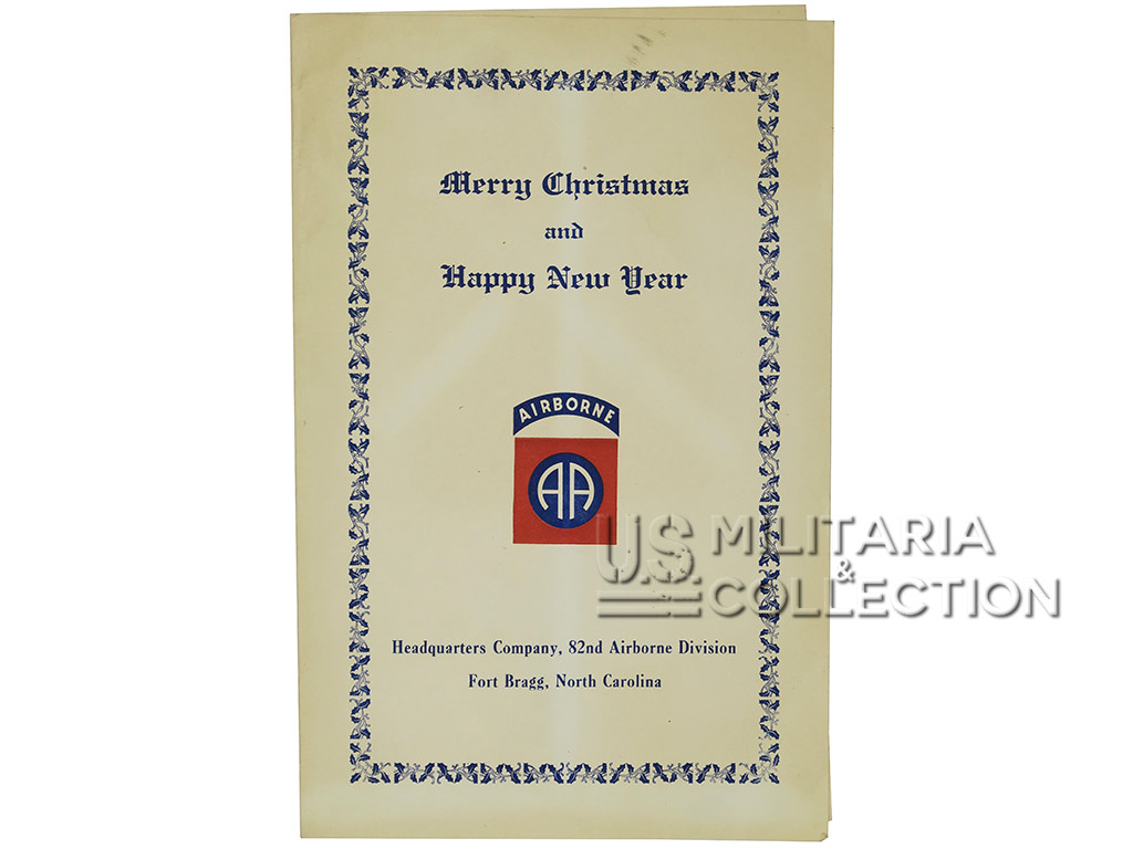 Christmas Dinner Menu 1942 de la 82nd Airborne Division.