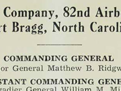 Le Major General Matthew B. Ridgway dans le roster de la 82nd Airborne.