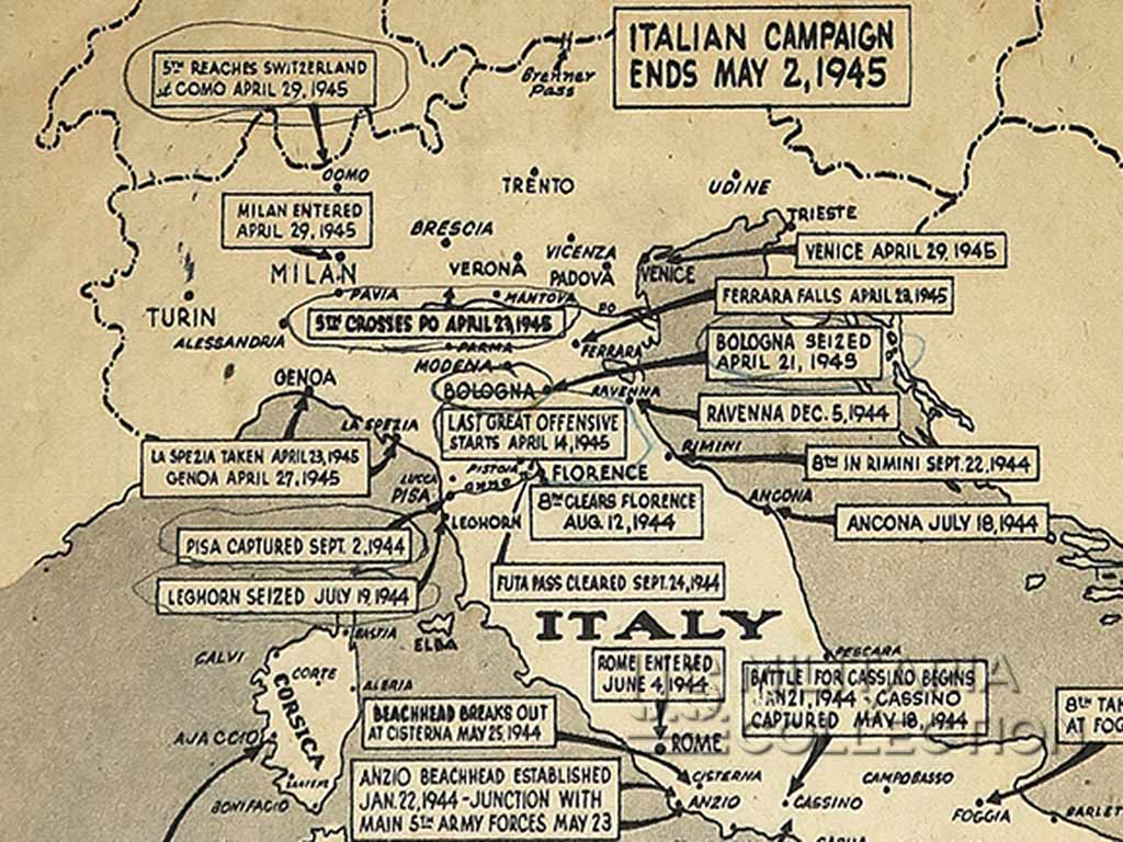 Annotations carte campagne d'Italie livret Mission Accomplished