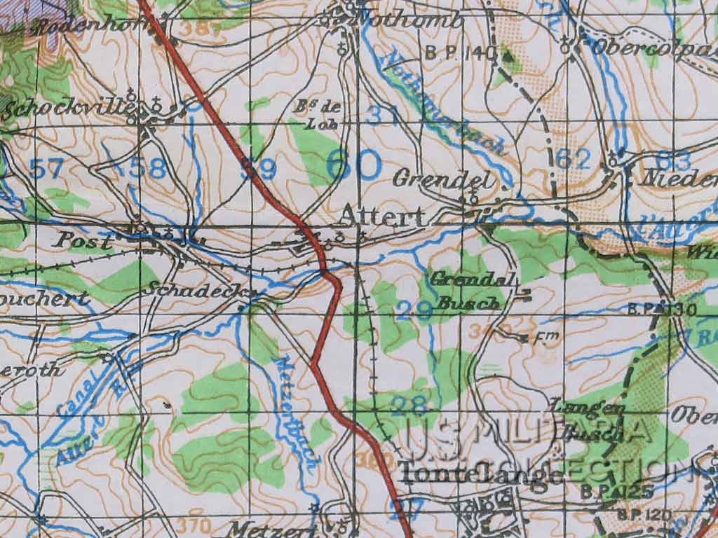 Attert sur carte d’Arlon de 1943