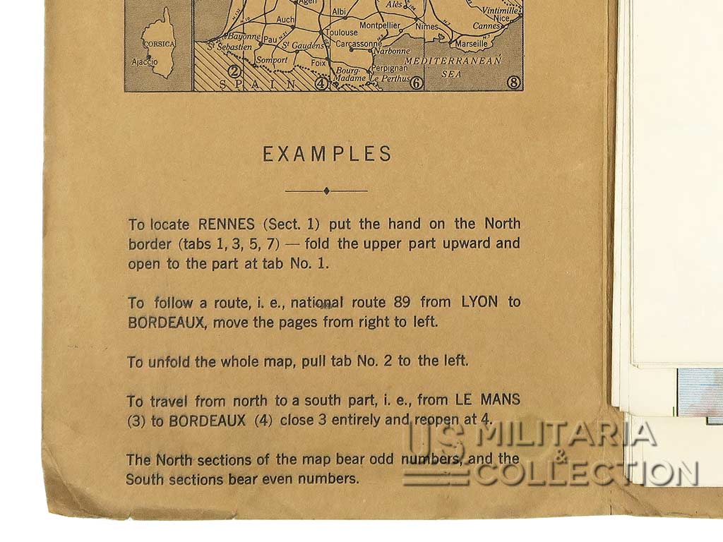 Instructions carte routière US Army 1944