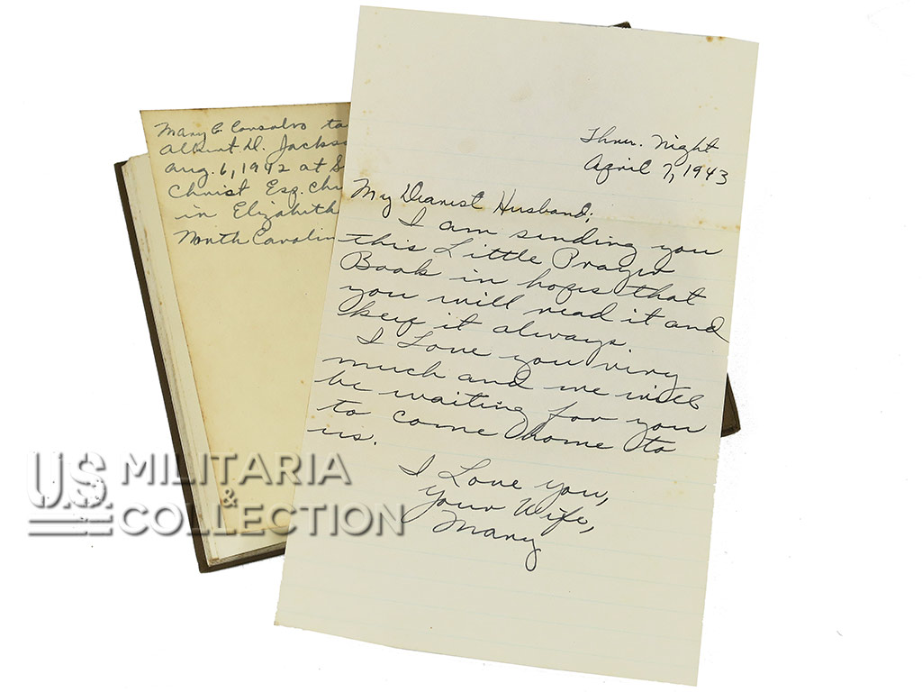 Livre de prières US avec lettre de Mary 1943