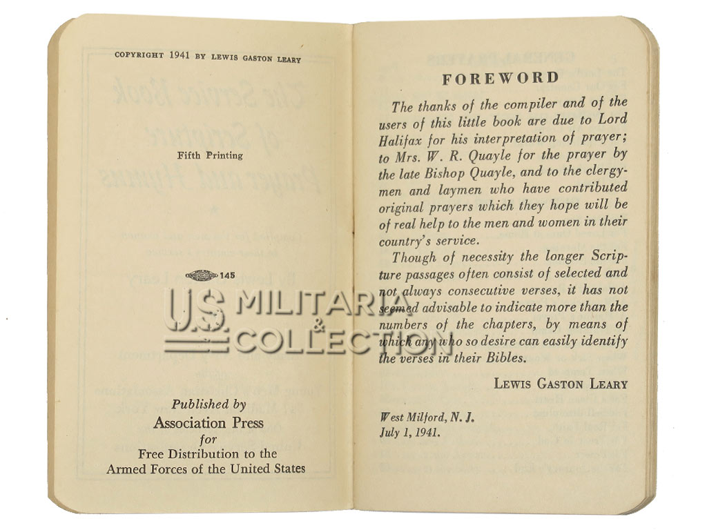 Livret religieux USO personnel militaire américain