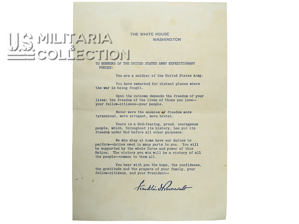 Message Roosevelt Opération Torch 1942