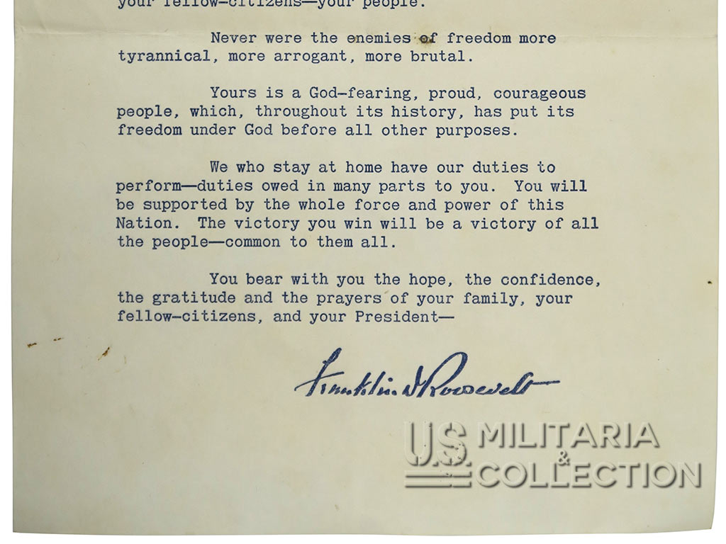 Signature Roosevelt message Opération Torch
