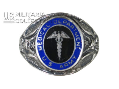 Bague Medical Department US Army en argent Sterling WW2
