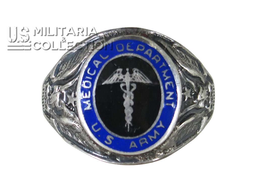 Bague Medical Department US Army en argent Sterling WW2