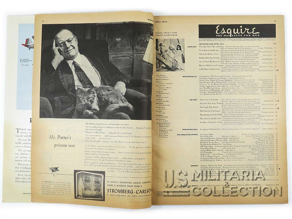 Sommaire magazine Esquire juin 1944