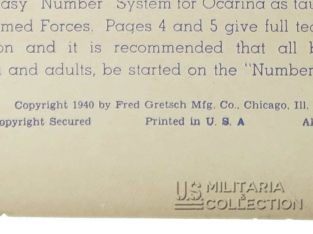 Livret Ocarina Gretsch copyright 1940